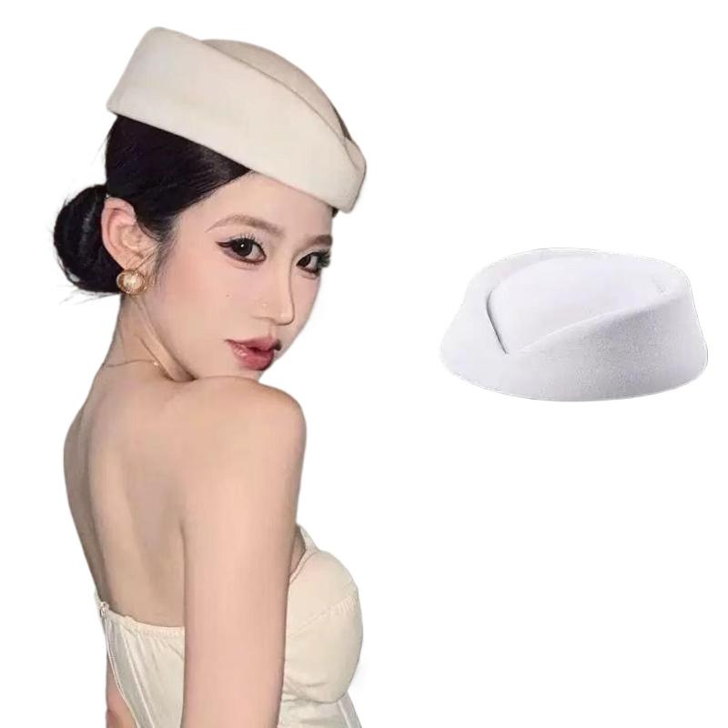1 pièce Béret vintage noir à calotte plate pour hôtesse de l'air, accessoire capillaire