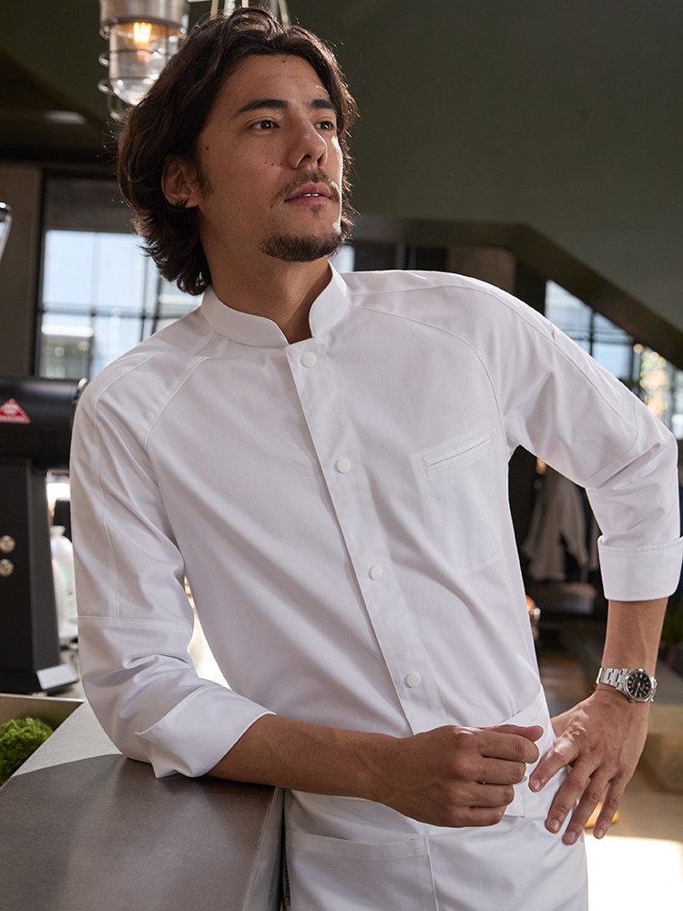 Veste de chef professionnelle à manches longues, veste de cuisine pour service alimentaire, uniforme de serveur de restaurant