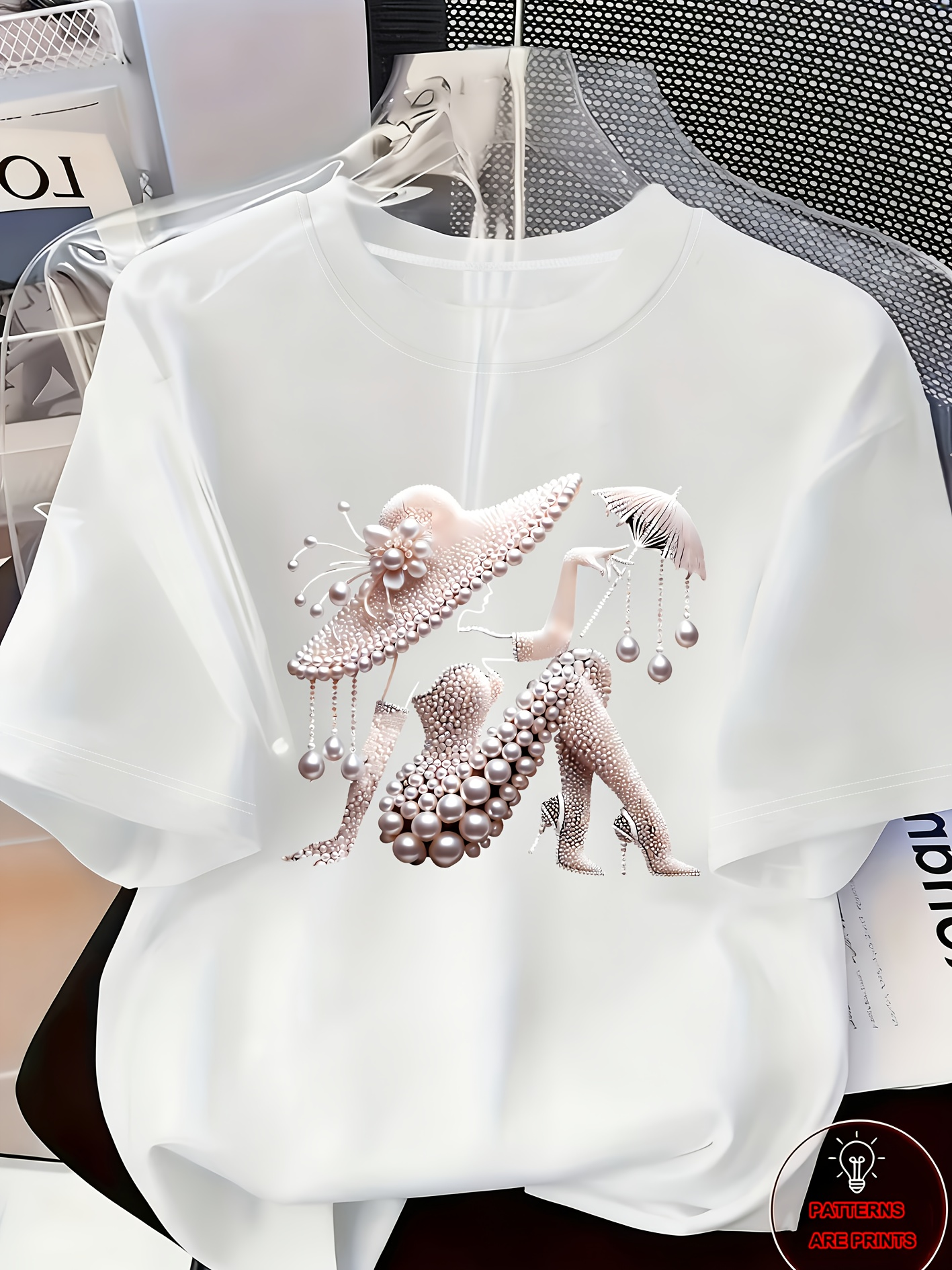 Tenue élégante et luxueuse pour femmes, t-shirt imprimé, style décontracté, magnifique, pour le quotidien, printemps/été, haut à manches courtes
