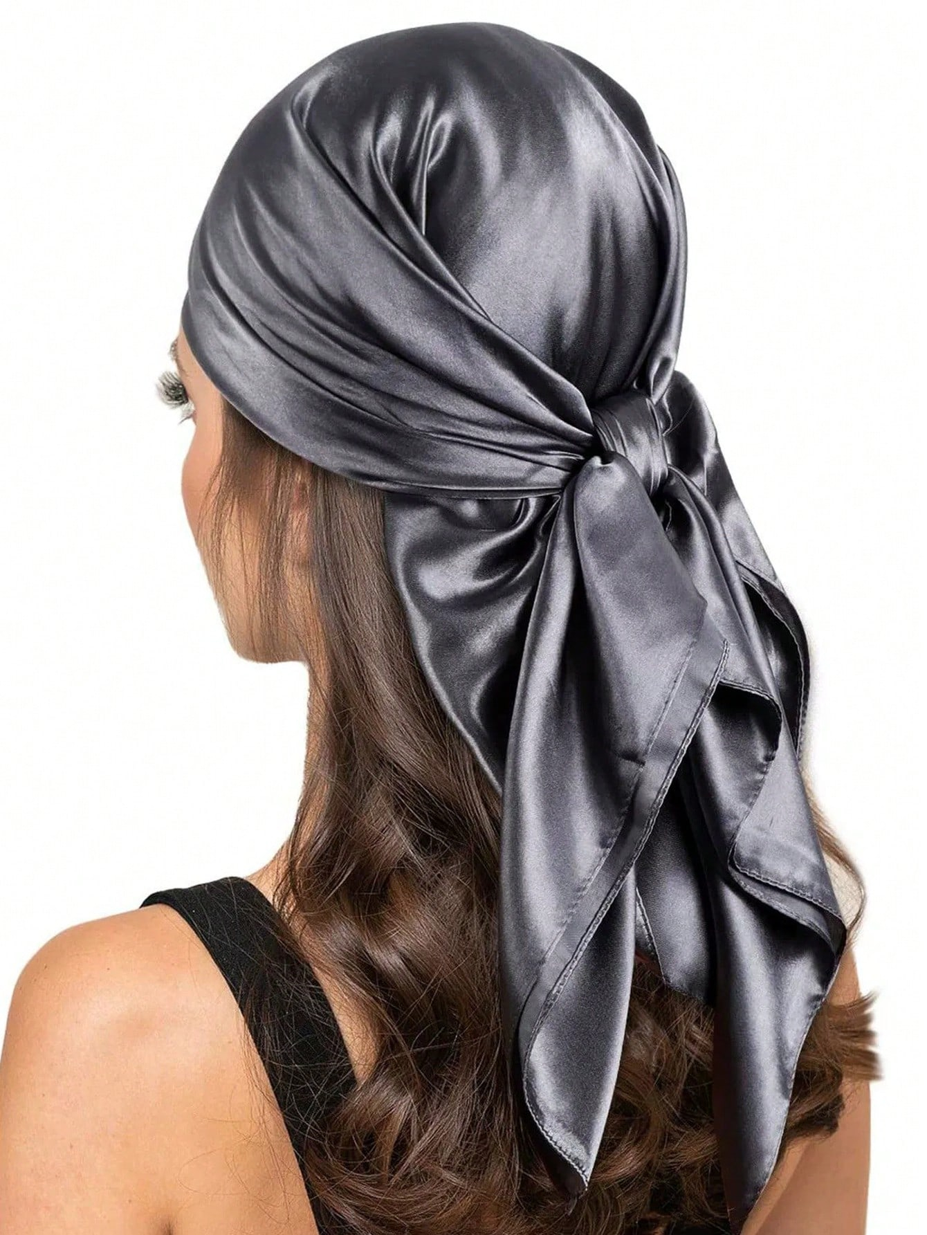 Foulard en soie de luxe pour femmes, mouchoir imprimé en Satin, Bandana uni, foulard polyvalent, accessoire pour cheveux Hijab, 90x90cm