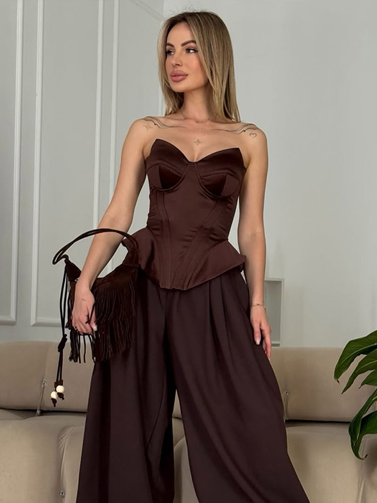 Haut court sans bretelles en arête de poisson, Sexy, Chic, sans manches, épaules dénudées, dos nu, taille cintrée, chemisier pour femmes, hauts de fête de vacances