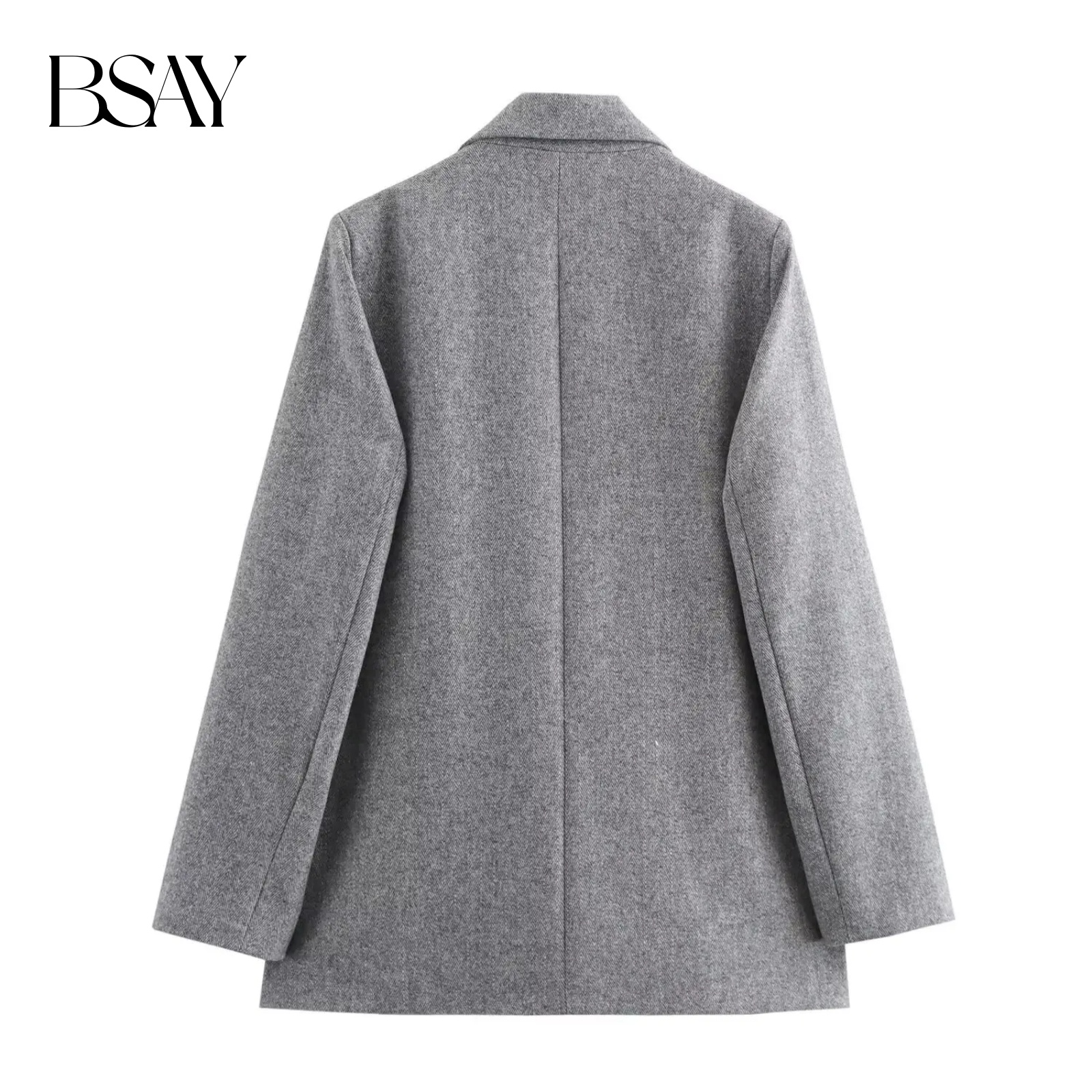 BSAY laine mélange costumes veste pour femmes mode automne à manches longues simple boucle décontracté femme rabat poche Blazers costume manteau
