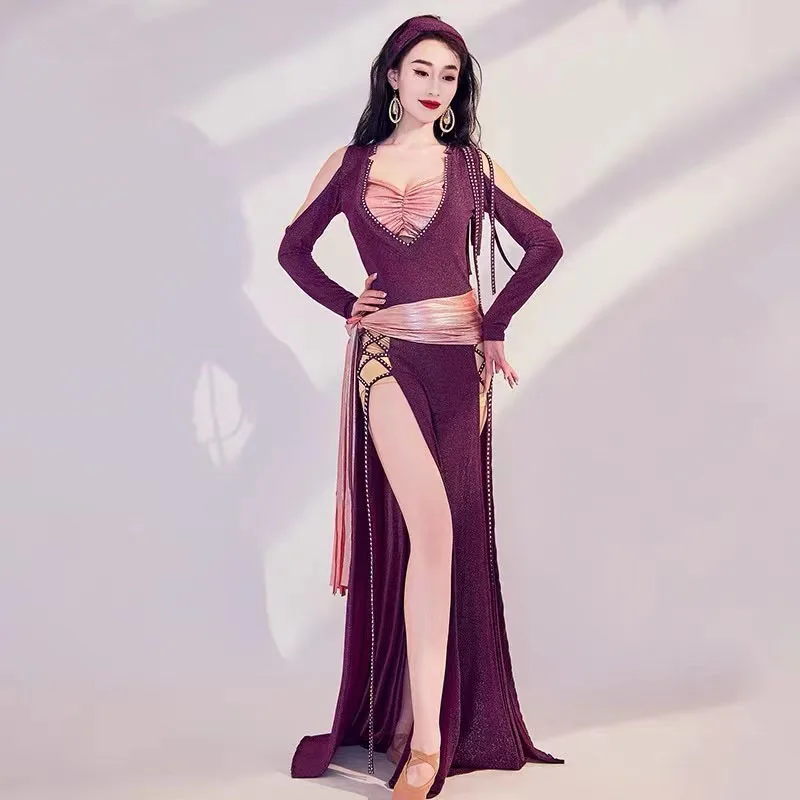 Femmes danse du ventre pratique vêtements folk personnalisé baladi robe performance danse orientale vêtements robe 4 pièces robe de danse nouveauté