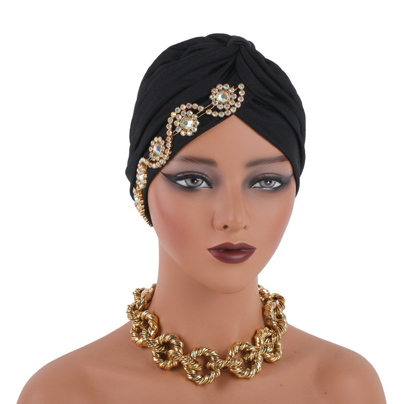Casquette turban pour femmes musulmanes, hijab, écharpe de sauna islamique, bonnet, diamants africains, couvre-chef, mode