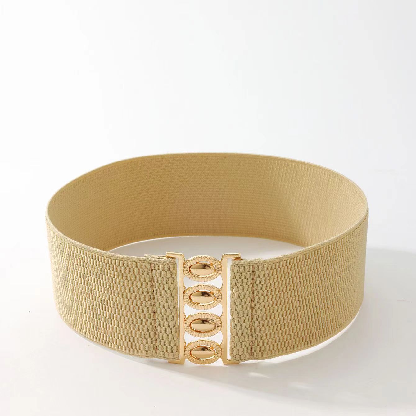 Ceinture élastique pour femmes, couverture de taille, boucle dorée, fermeture de taille élastique, large ceinture polyvalente associée à une robe manteau, ceintures pour dames