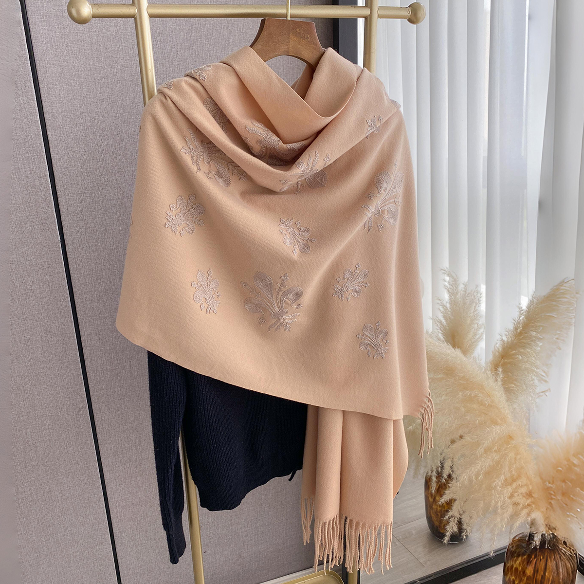 Nouveau Pashmina cachemire mélange Mujer Bufanda écharpe chaude Echarpes broder fleur Poncho Cape épais chaud Poncho foulard