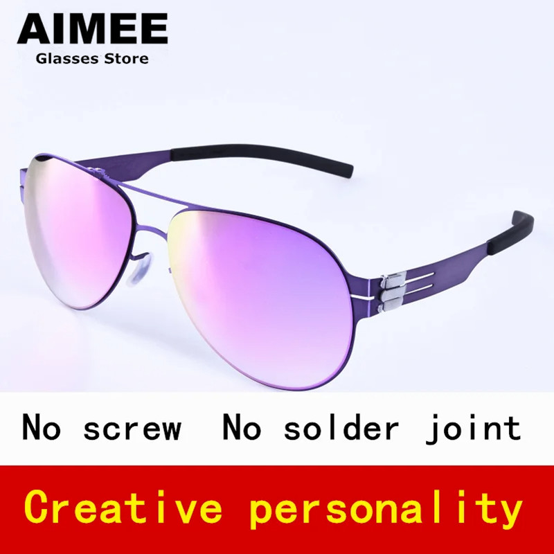 Lunettes de soleil polarisées sans vis pour hommes et femmes, lunettes de soleil de protection UV à la mode, lentille optique colorée, créateur de marque pilote, nouveau