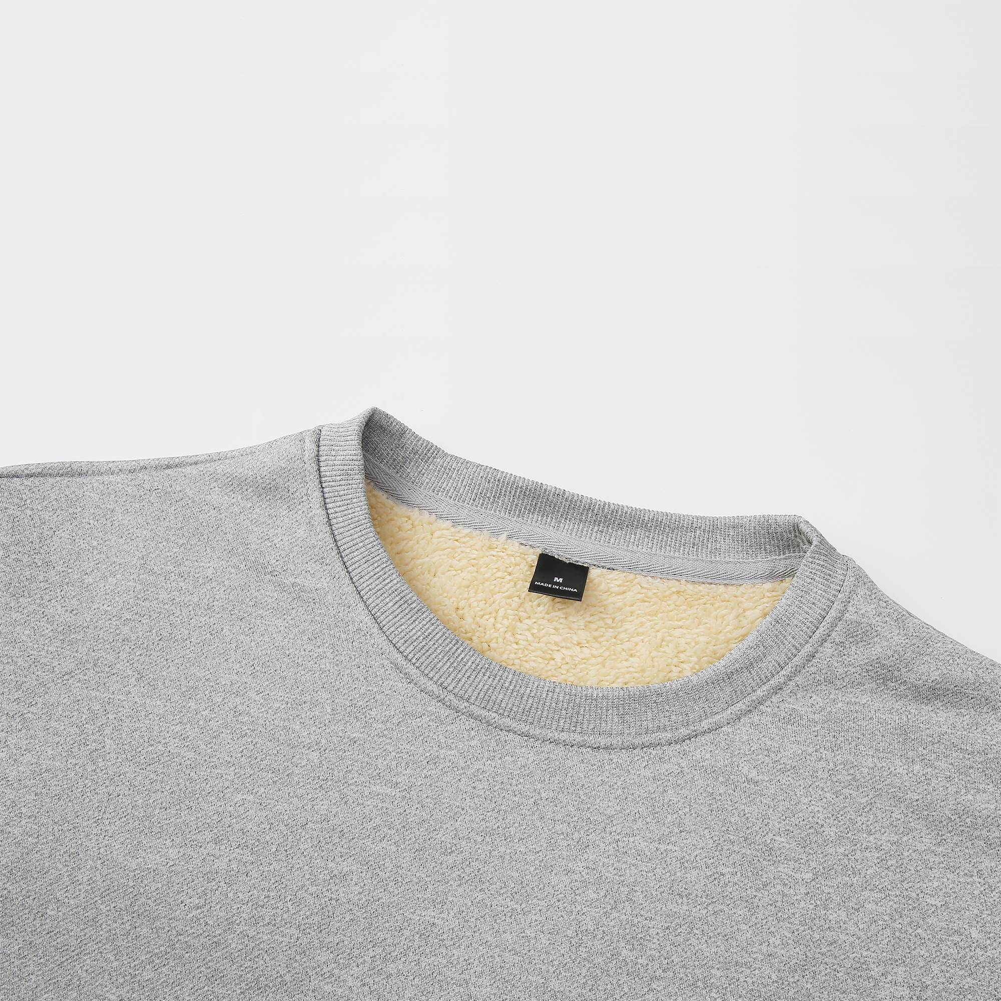 Sweat-shirt épais et chaud en laine d'agneau pour homme, couleur unie, épaules tombantes, col rond, peluche thermique, coupe-vent, polaire, hiver