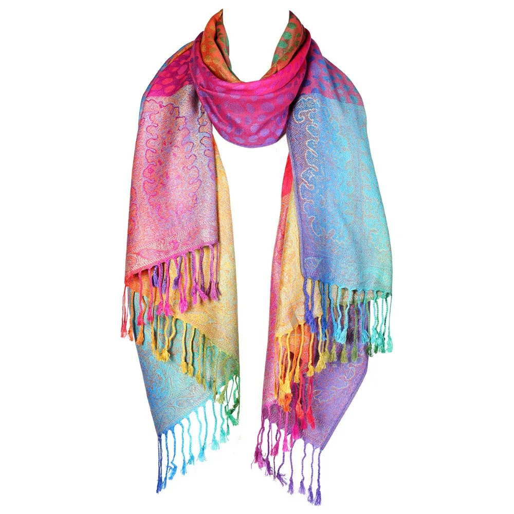 Écharpe Pashmina en forme de cajou arc-en-ciel, grand châle doux et chaud, foulard polyvalent pour femmes, accessoire d'hiver