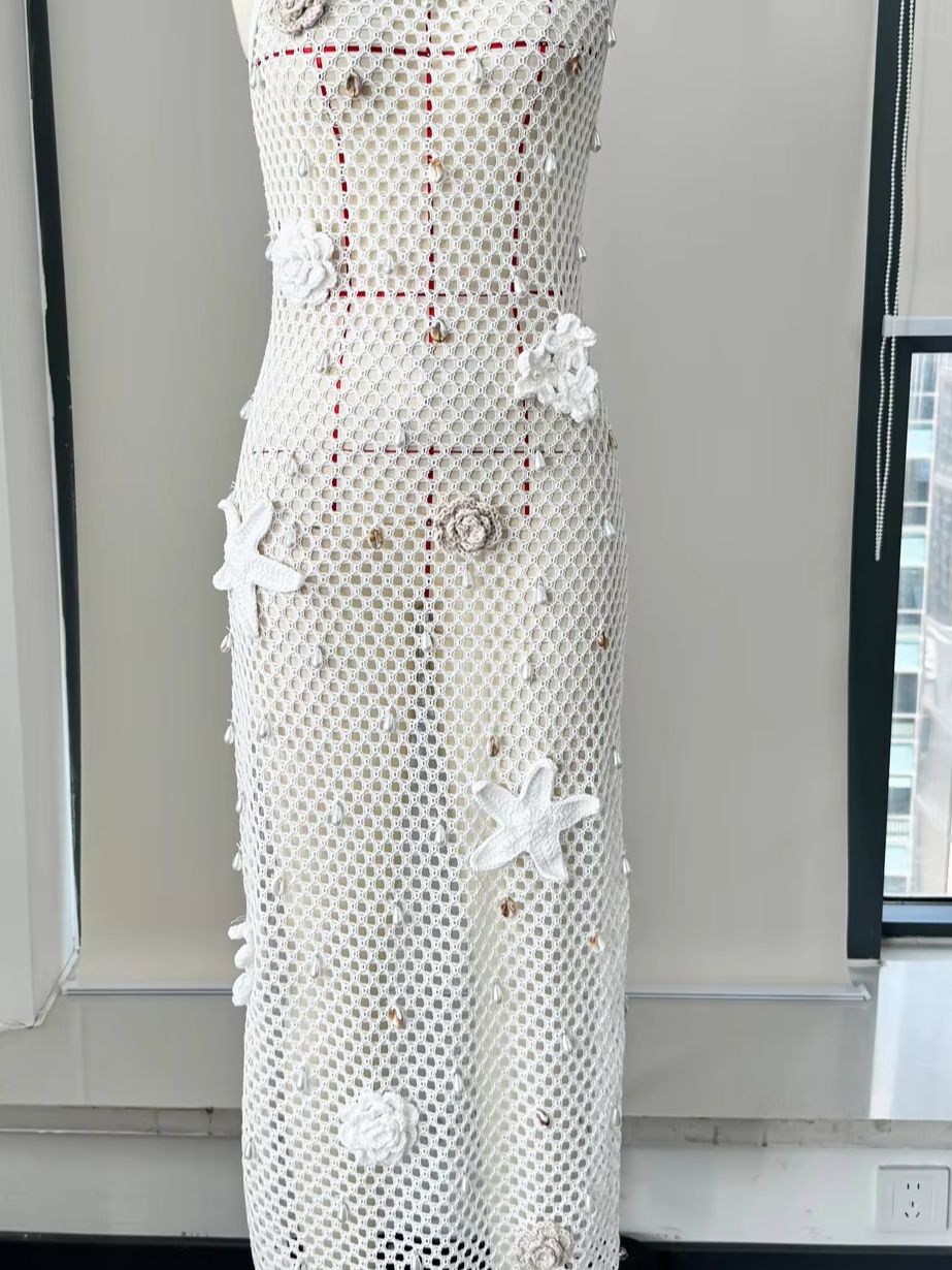 Robe longue en tricot au Crochet, sans manches, pour femmes, robes de soirée d'été, Cover-Up élégante, Slim, Maxi, vacances, Robe de plage