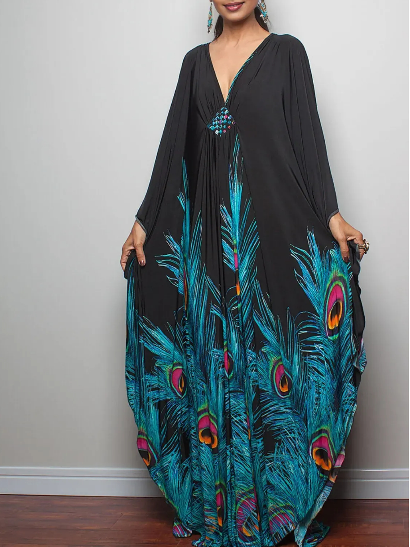 Robe caftan pour femmes, grande taille, manches chauve-souris hawaïennes, robe de plage, robe de bain d'été