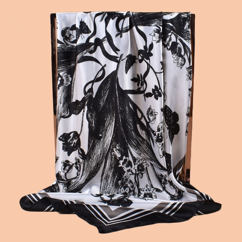 Foulards carrés en soie à imprimé floral papillon pour femmes, écharpes, bandanas, hijabs, cravates de cou, foulards doux pour femmes