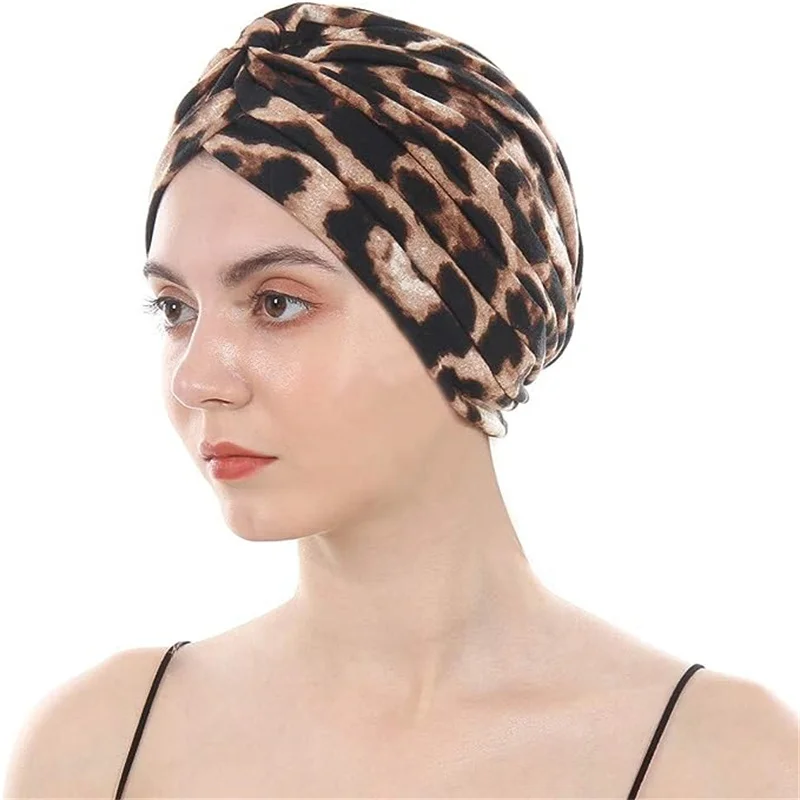 Turban Imprimé Floral Léopard pour Femme, Écharpe de Sauna Musulmane, Casquette Indienne, Enveloppe la Tête, Bandanas, Accessoires pour Cheveux