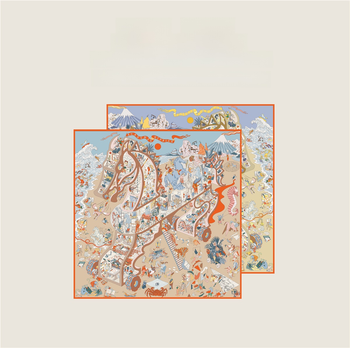 Écharpe carrée tendance double face à blocs de couleur 90 cm pour femme, décorative, à revers, polyvalente, pour l'équitation et les activités de plein air