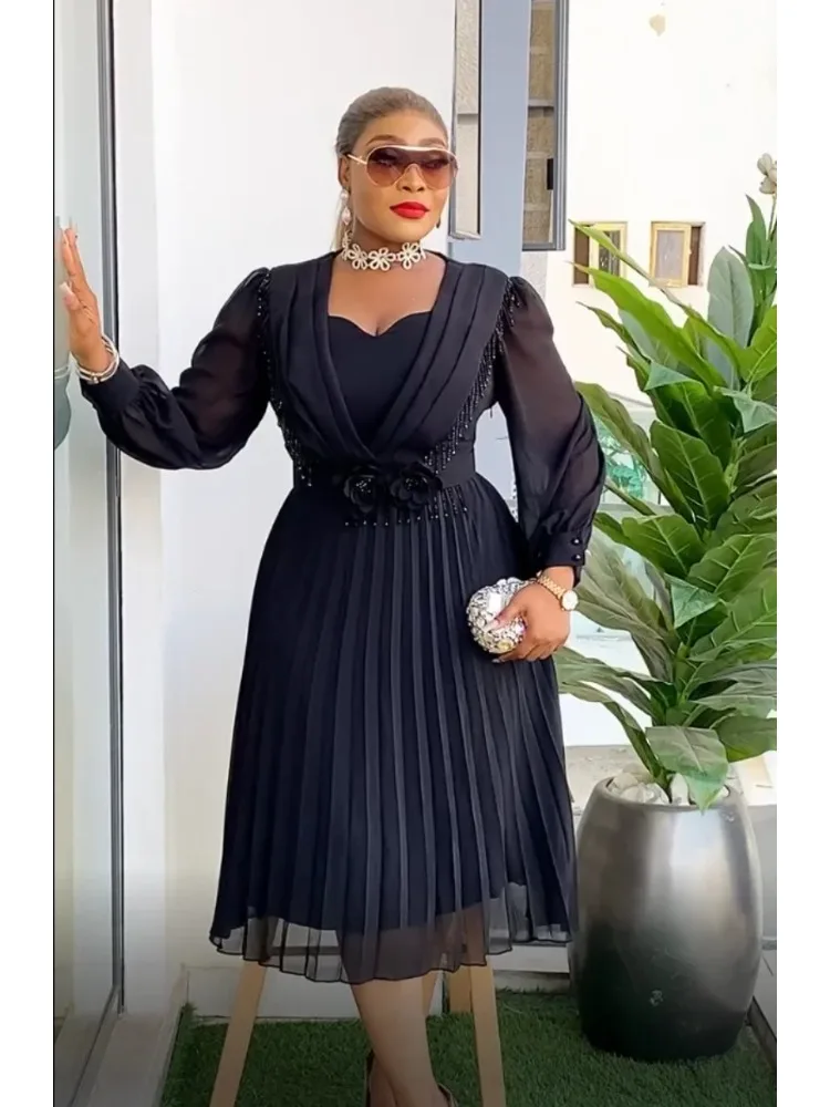 Robe africaine femmes mode vêtements élégants grande taille fête de mariage robe d'été 2025 pour bureau jupe plissée usage quotidien