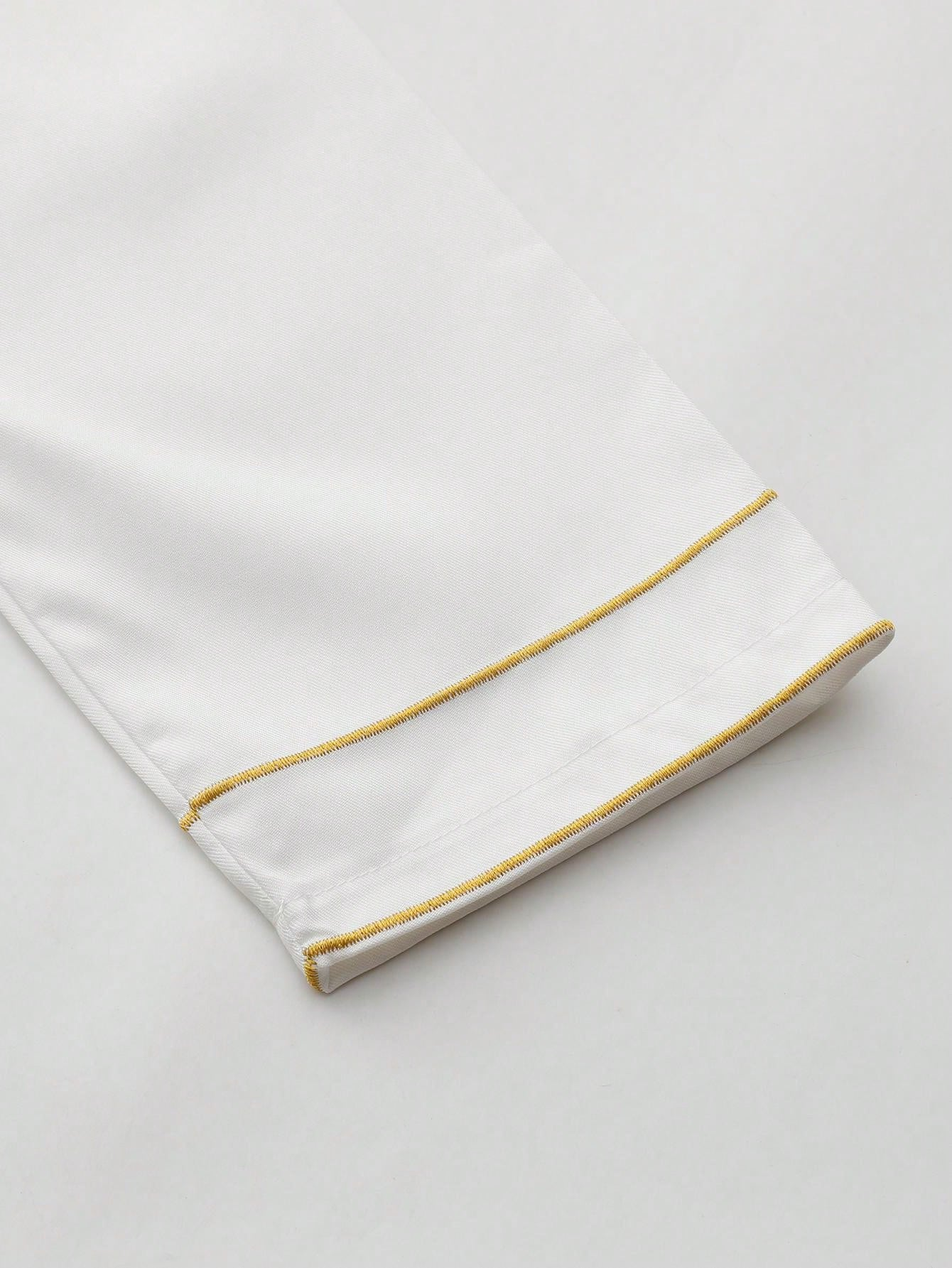 Robe de luxe pour hommes musulmans arabes, robe longue à manches longues brodée avec col montant, thobe pour hommes arabes