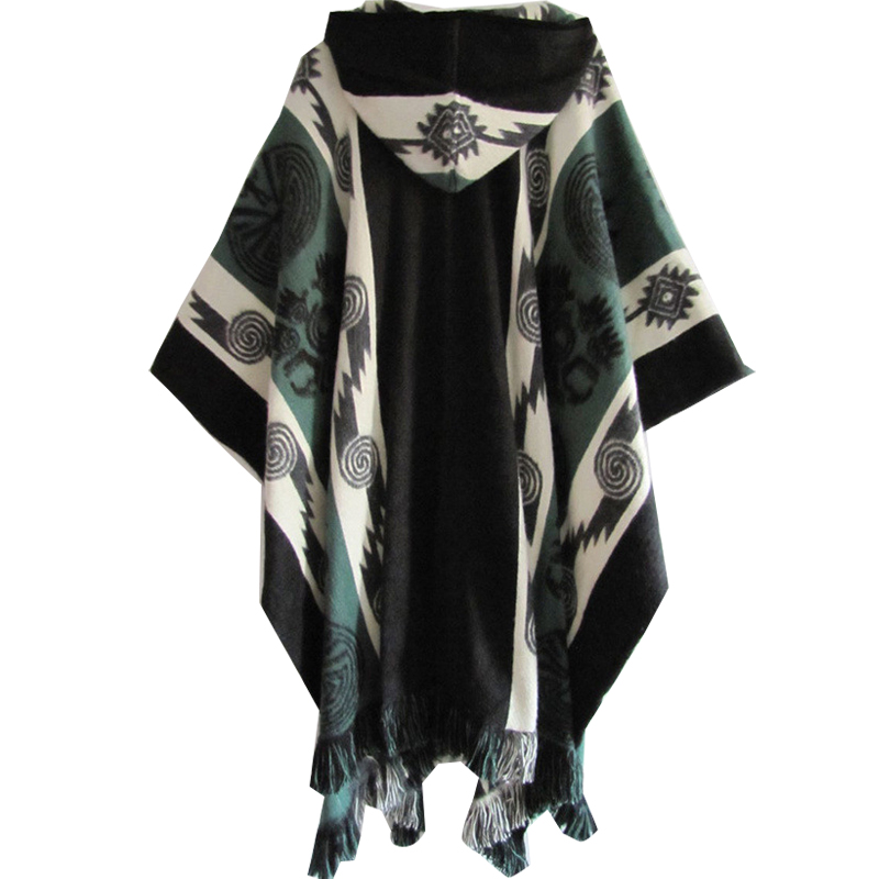 Poncho imprimé à motif ethnique vintage pour hommes et femmes, cape, châle d'extérieur, coupe-vent, vestes Everak à capuche, dames, adulte, automne, hiver