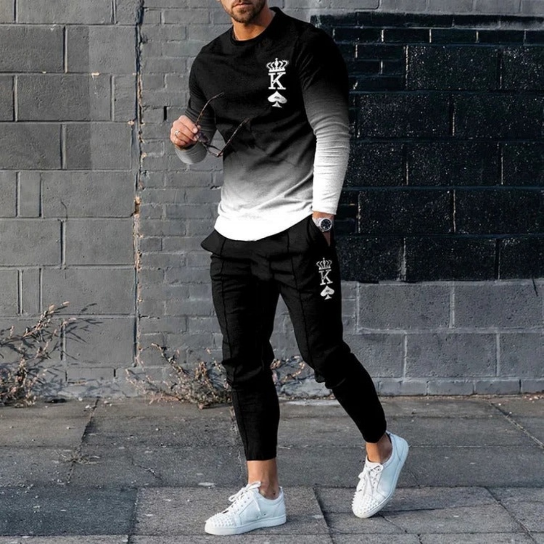 Ensemble de vêtements pour hommes, t-shirt à manches longues + pantalon, survêtement décontracté, costume 2 pièces, vêtements de sport pour printemps, Streetwear surdimensionné