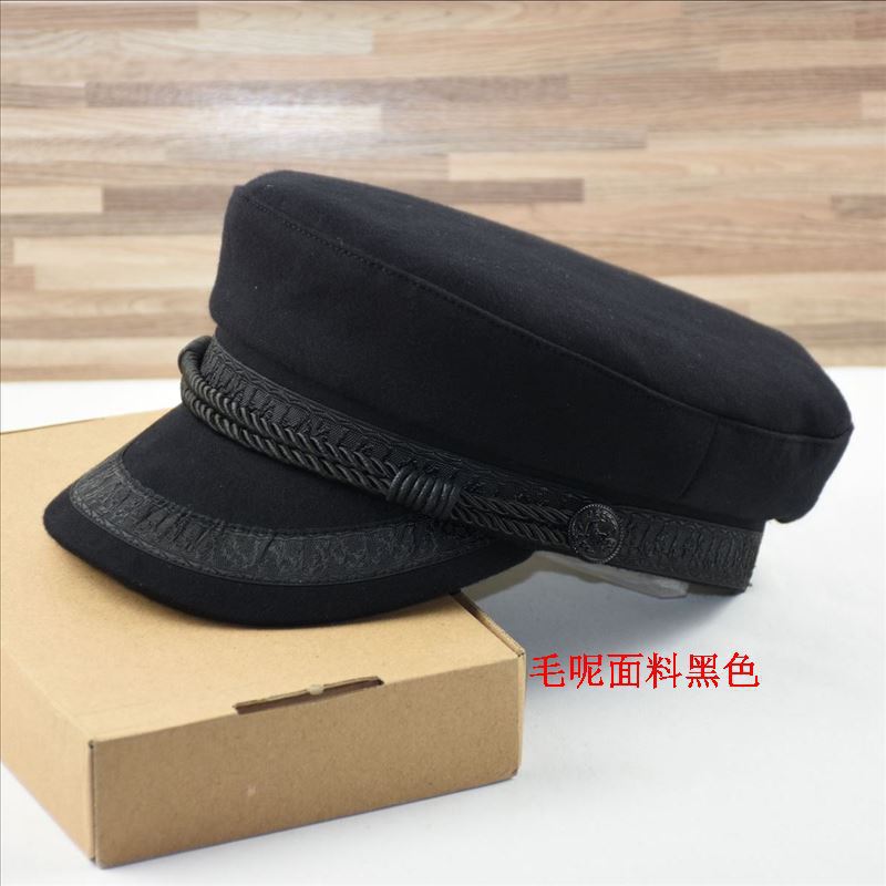 Casquette de capitaine grande taille noire à dessus plat – Chapeau pour homme à grosse tête, casquette de marin style britannique, mode décontractée