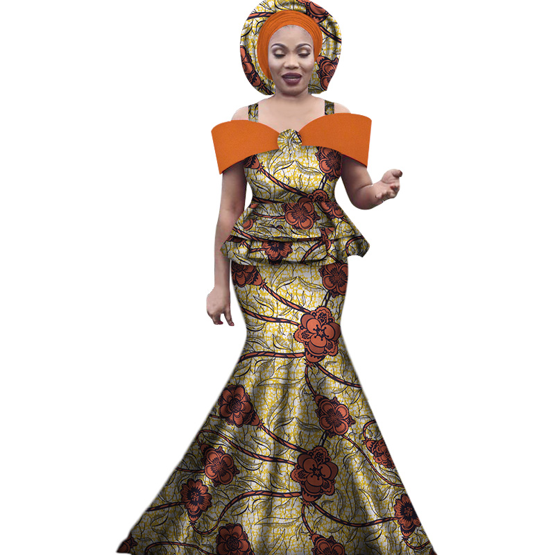 Tenues africaines avec cravate de sauna pour femmes, ensemble de jupes longues et en Y à bretelles imprimées Dashiki Bazin, vêtements africains WY3113