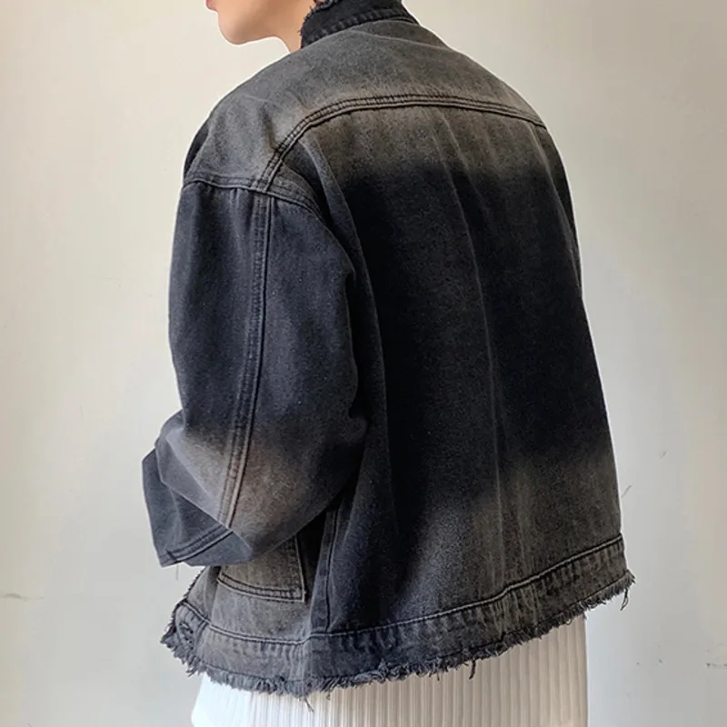 Vestes en jean délavé pour hommes, manteau en jean court décontracté, cardigan nickel é rétro, vêtements d'extérieur courts, streetwear vintage, printemps, automne, nouveau