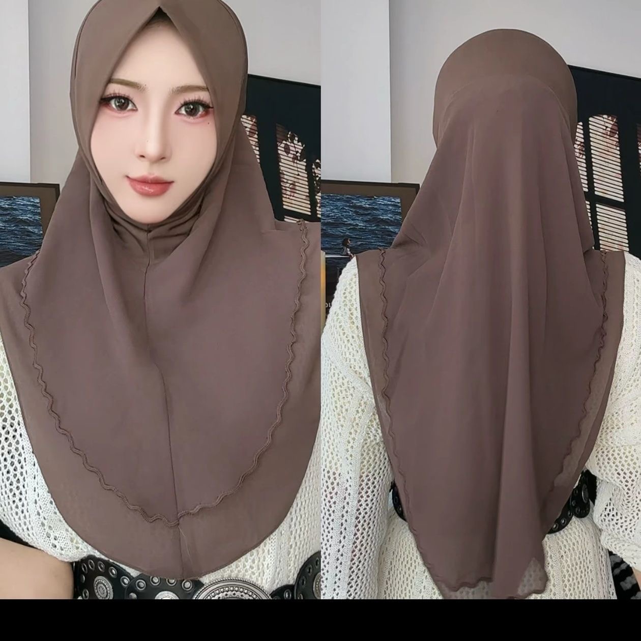Hijab en mousseline d'été facile à porter, style queue d'hirondelle, pour femmes musulmanes