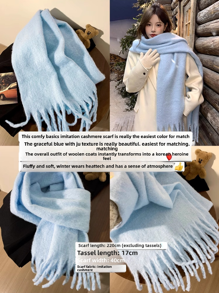 Écharpe d'hiver pour femmes cachemire chaud solide Pashmina couverture enveloppes femme épais doux Bufanda grand gland châle Long Poncho Echarpe