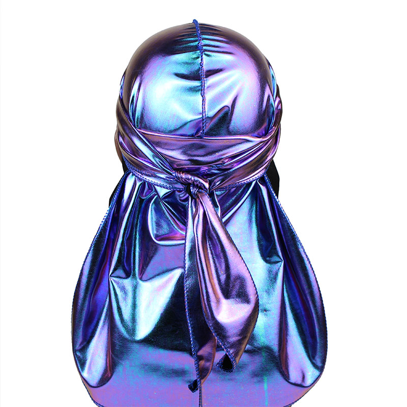 Durag coloré pour hommes, Turban soyeux à l'intérieur, casquette ondulée, accessoires pour cheveux, chapeau de Pirate