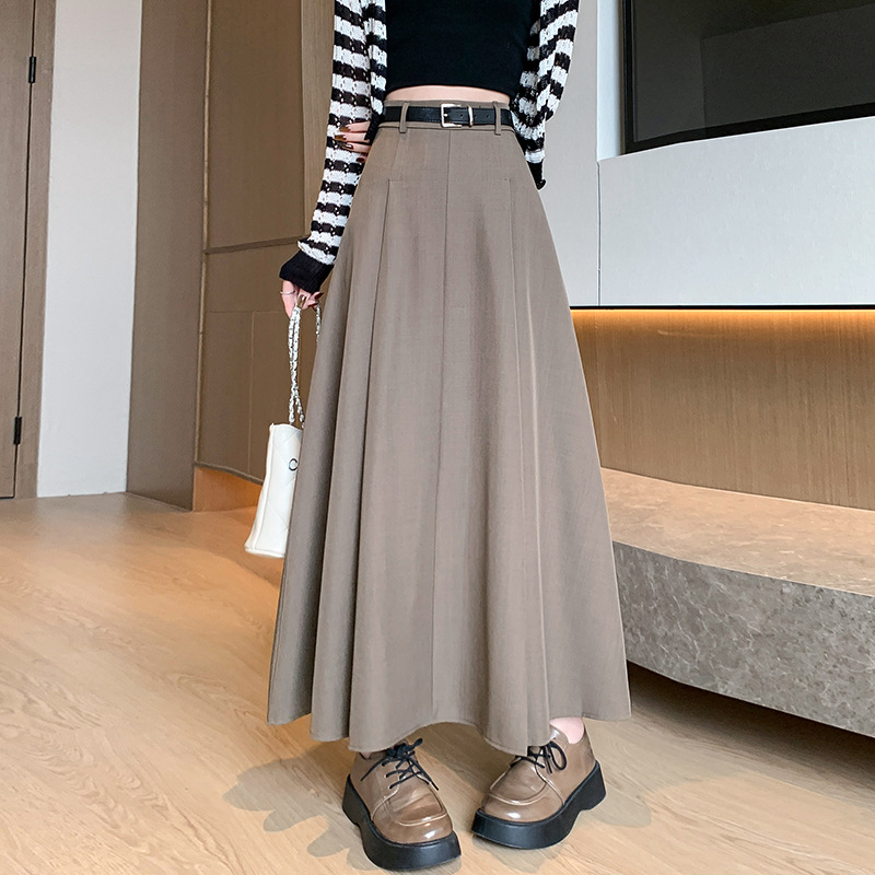 Jupe plissée élégante 2025 pour femme - Jupe midi taille haute coupe trapèze amincissante automne hiver