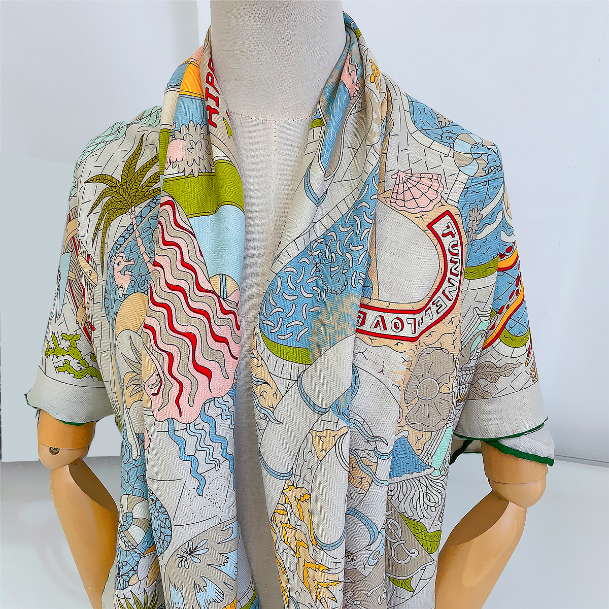 Écharpe thermique en cachemire pour femme, châles roulés à la main, écharpes carrées à imprimé aquarium, enveloppes bandana, grands hijabs, hiver, 130cm