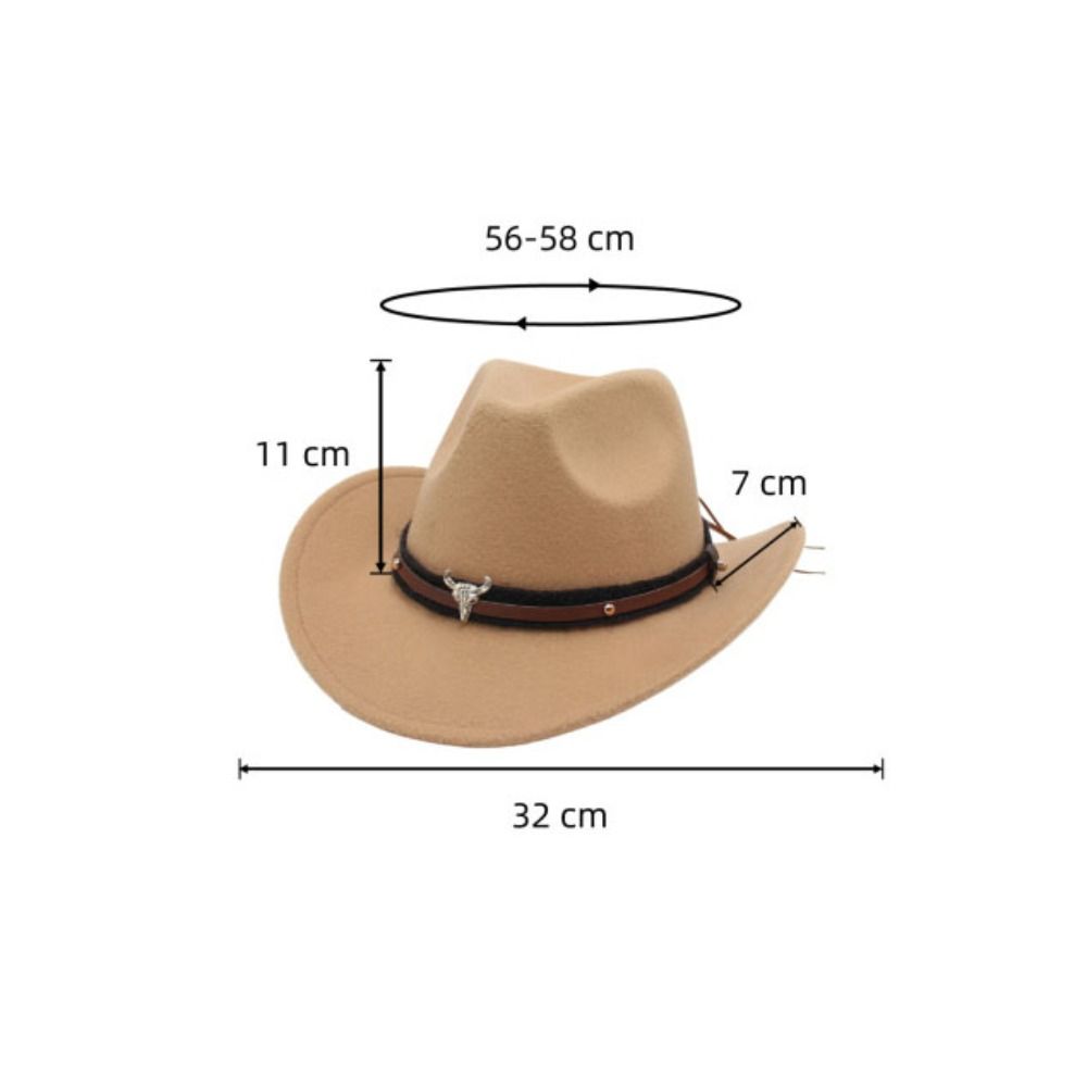 Nouveau Chapeau de Cowboy Western en Feutre à Bord Roulé, Style Ethnique Tibétain, Chapeau Haut de Forme avec Bandeau à Motif Vache et Ceinture Tête de Bœuf, Chapeaux Fedora Jazz pour Hommes