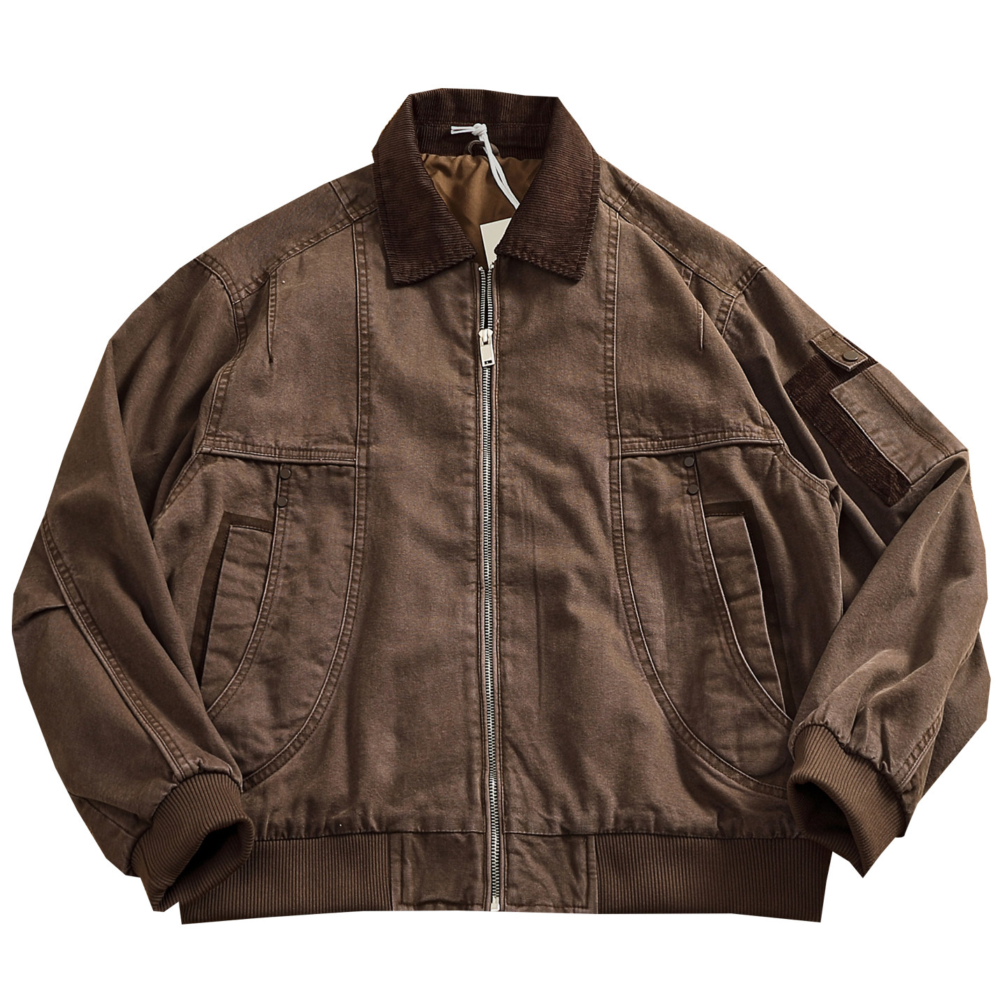 Nouvelle veste cargo en velours côtelé pour homme, style rétro américain, épaisse, avec col contrastant, effet vieilli, revers, décontractée, collection automne