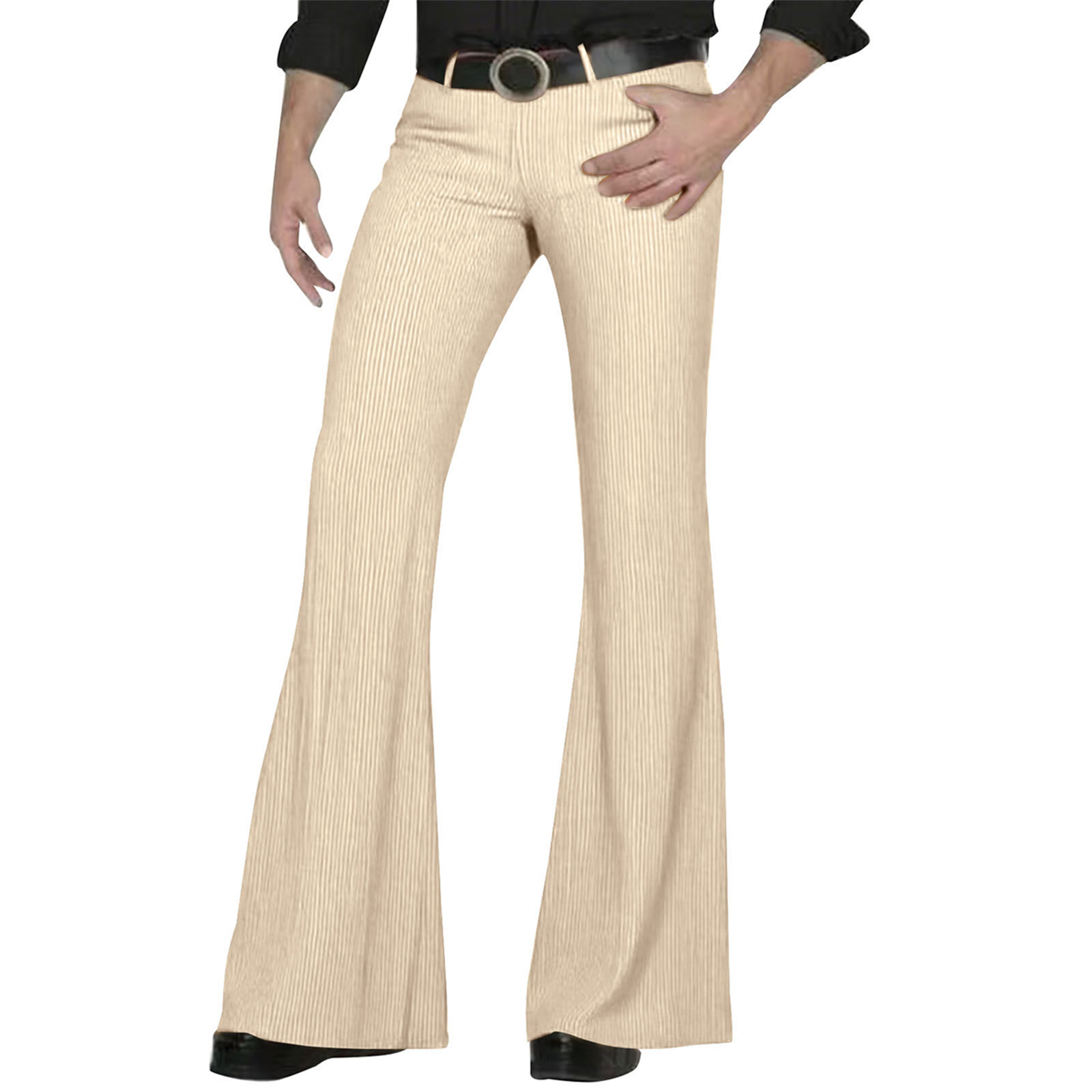 Pantalon évasé Disco rétro pour hommes, ample, extensible, Vintage, coupe évasée, confortable, rétro, sergé extensible