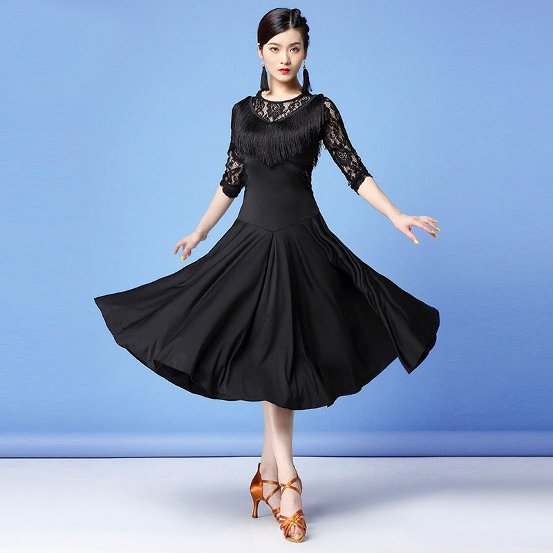 Robe de danse latine pour femmes, olympiques de danse de salon de valse, longue dentelle, vêtements de phtaline latine, costume de fête moderne, Cha Cha