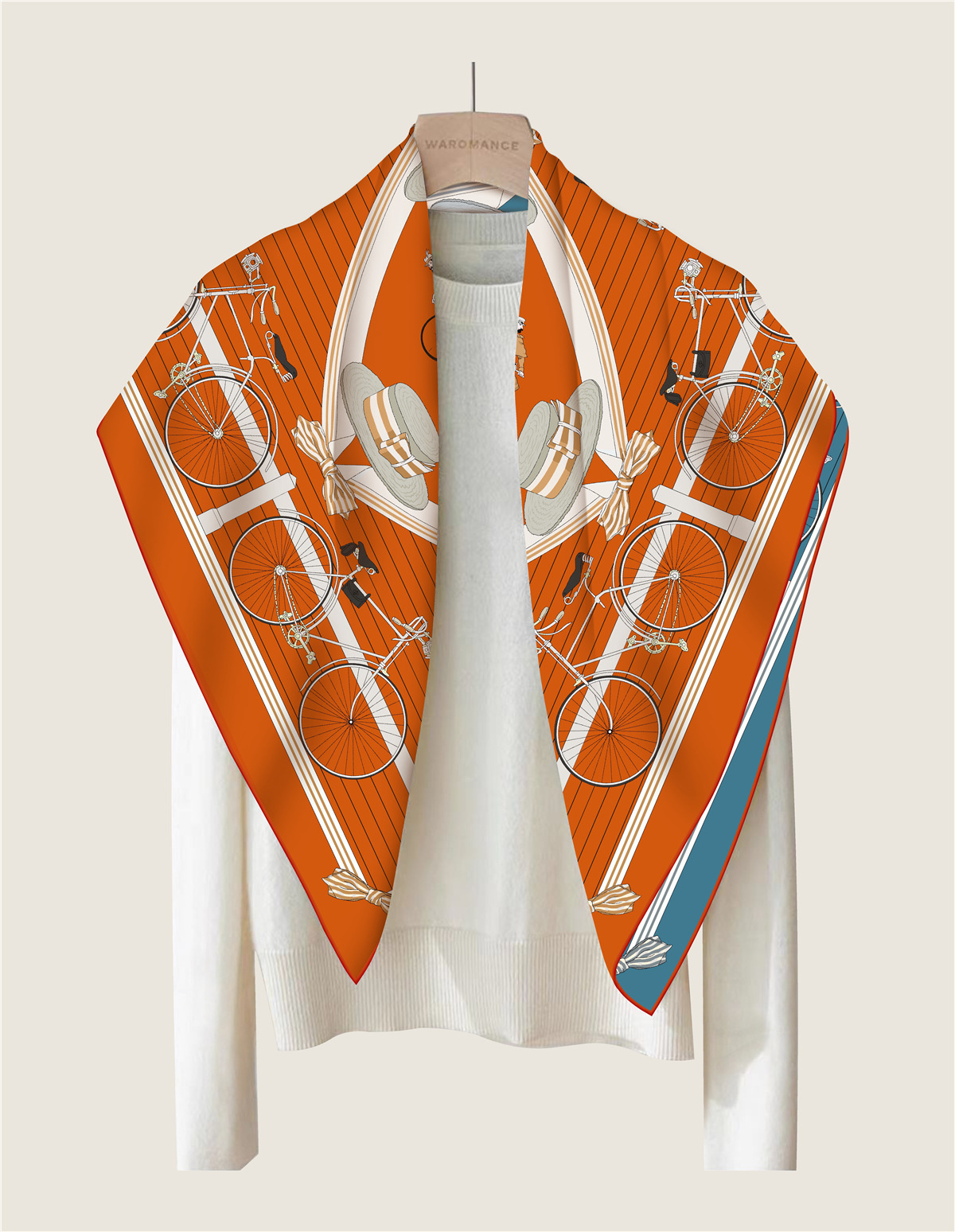 Herms – foulard roulé carré de luxe, 90CM, Double Face, châles en sergé de soie, été, printemps, foulards pour cheveux, cadeau pour mère