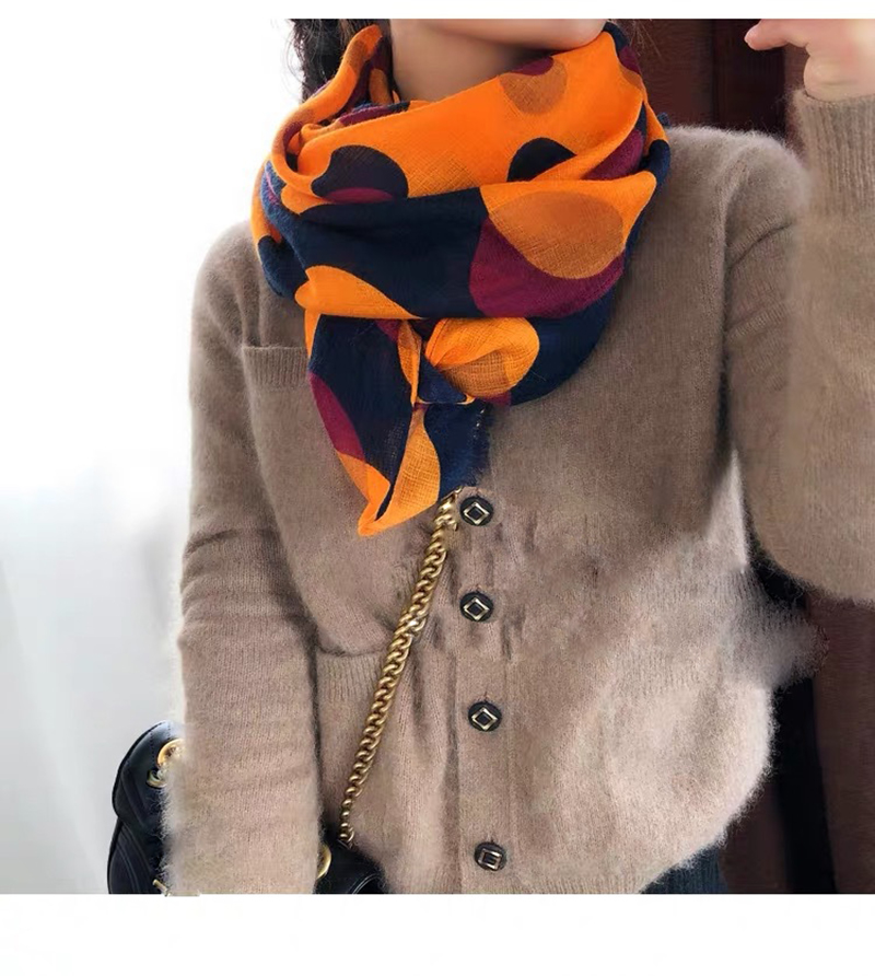 Écharpe en coton de marque de luxe pour femmes, écharpes chaudes en viscose, châles Pashmina, imprimé à pois orange, mode de créateur, hiver