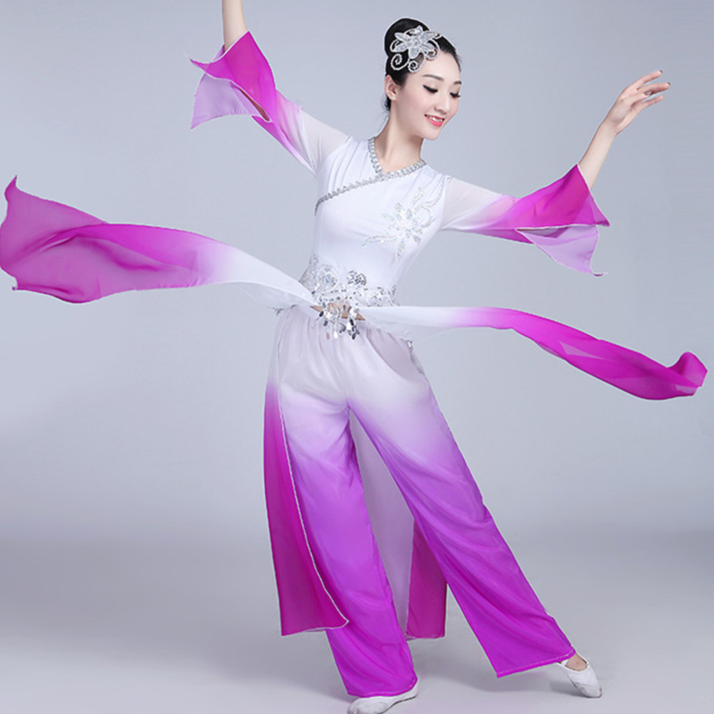 Vêtements de danse classique traditionnels pour femmes, danse folklorique chinoise, robe à manches d'eau, vêtements Yangko, pantalon prairie, jupe hanfu