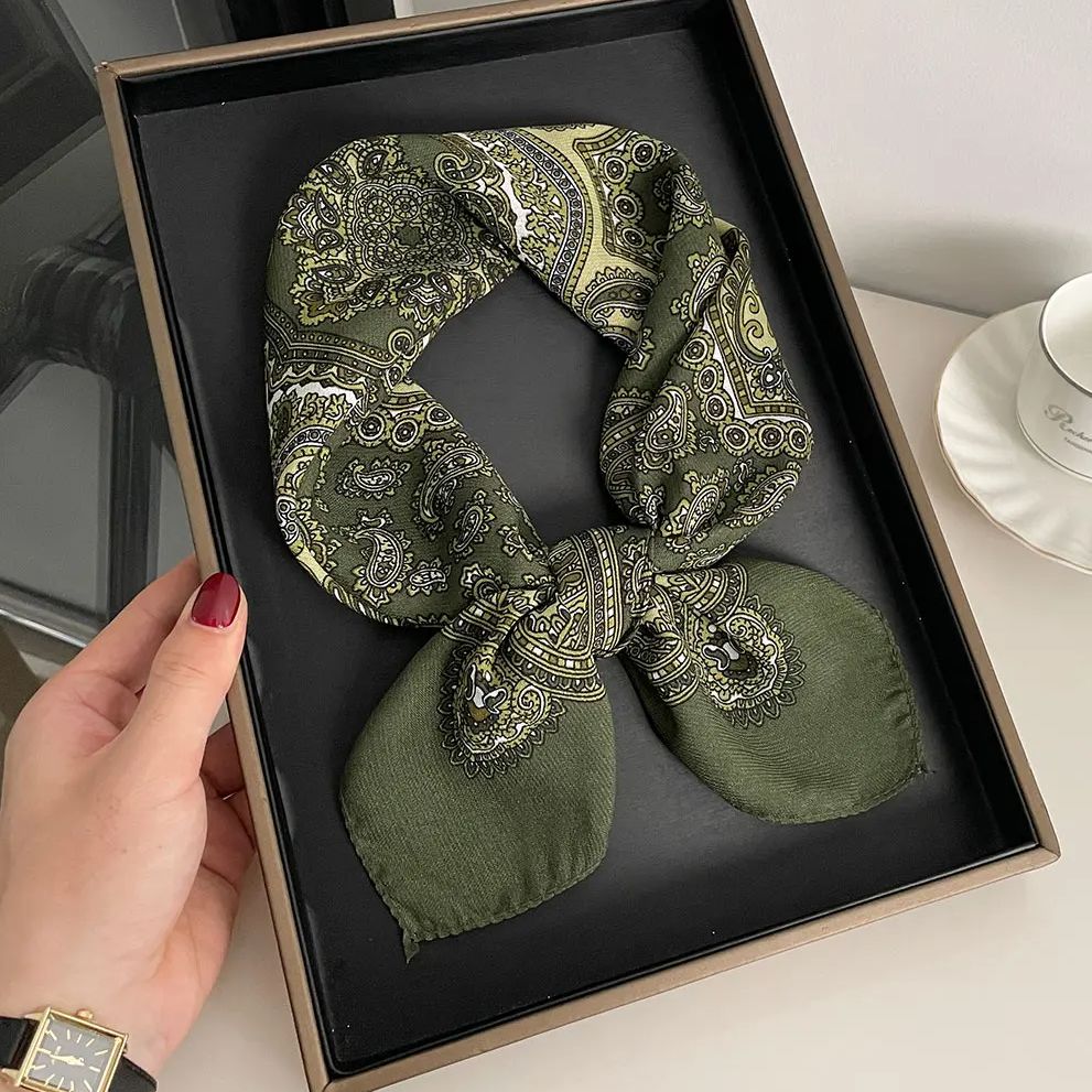 Écharpe imprimée Paisley pour femmes, 70x70cm, Texture en coton, châle carré, bandeau décoratif, Design de luxe, Bandana, nouvelle mode