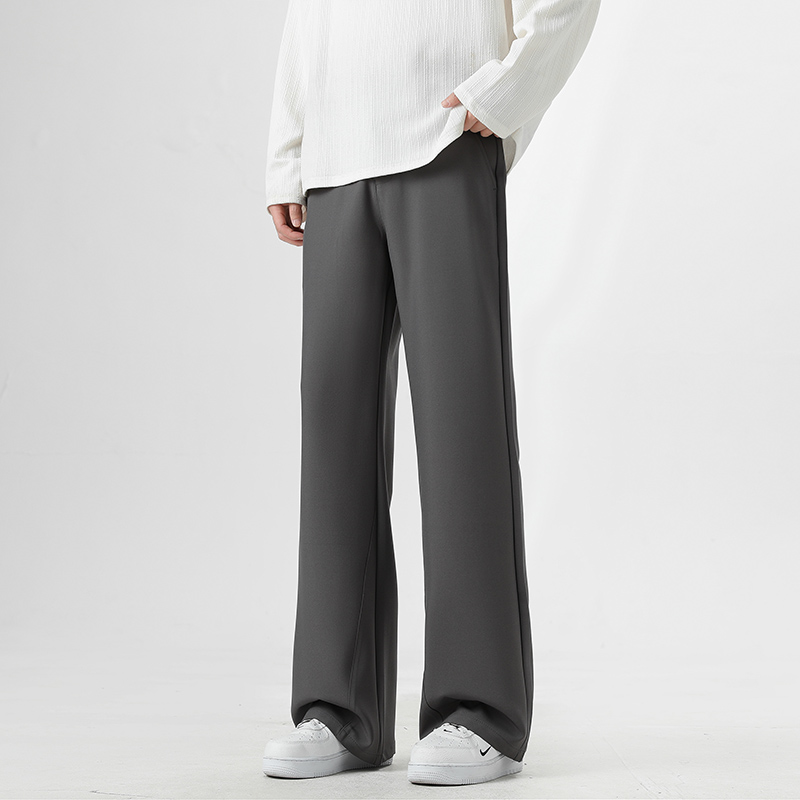 Pantalon de Costume Évasé Coréen pour Homme, Taille Élastique, Coupe Droite Ample, Couleur Unie, Idéal Bureau et Décontracté