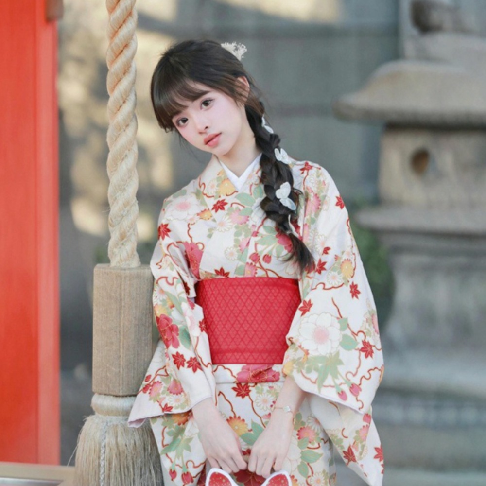 Kimono japonais fluide pour femme, Yukata élégant et ample, tenue de portrait pour les voyages en extérieur, séances photo en studio, thème cosplay