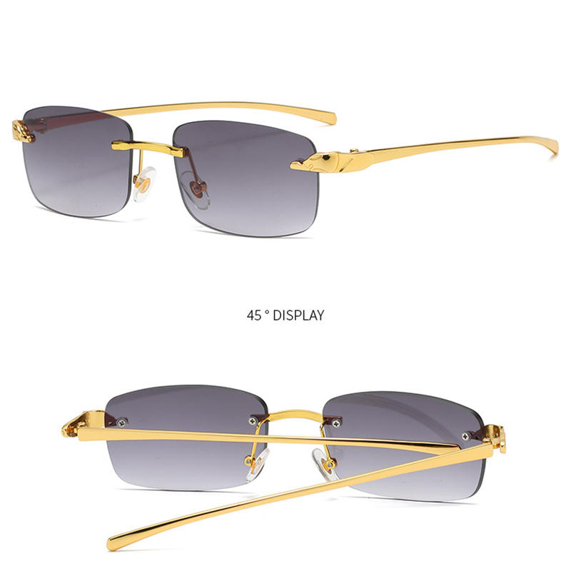 Lunettes de soleil carrées sans monture pour hommes et femmes, lunettes de soleil vintage, UV400, marque de luxe, populaire, voyage, conduite, métal, mode