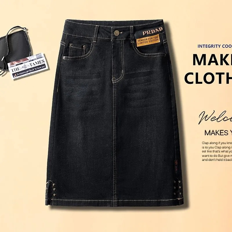 Jupe en jean taille haute pour femme, streetwear, fourreau sexy, mode fendue, rétro, printemps, été