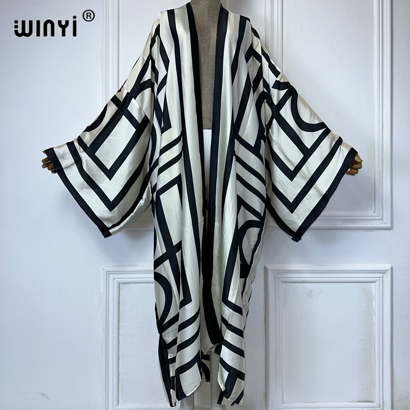 WINYI Africa Kimonos à imprimé bohème, robes africaines pour femmes, cardigans, tenues de plage, kaftan, robe de soirée, manteau long