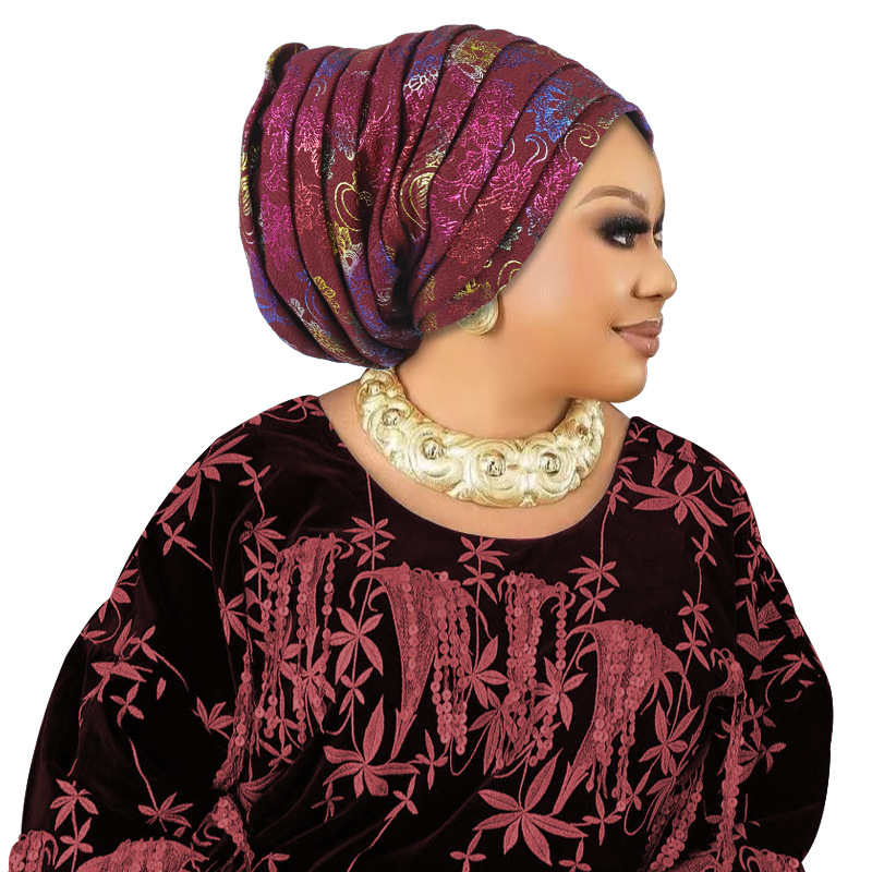 Mode mariage Geles africain couvre-chef Auto Gele Turbans pour femmes tissu musulman chapeaux casque femme bandeau