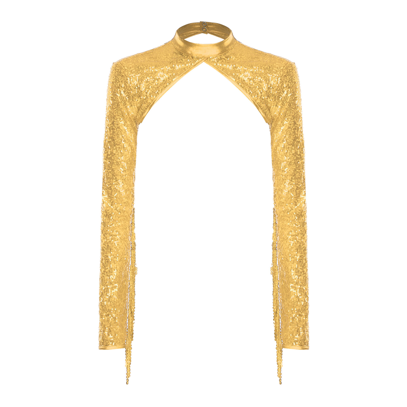 Boléro court à franges et paillettes pour femmes, manches longues avec pompon, haussements d'épaules, châles, Cardigan court pour fête de Rave musicale