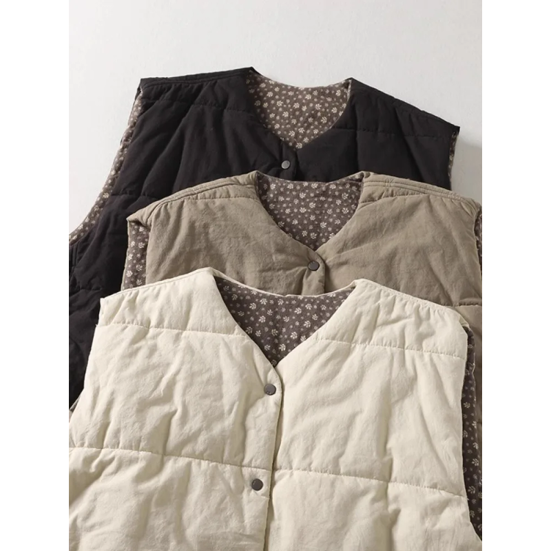 Gilets d'extérieur matelassés Vintage pour femmes, vestes décontractées surdimensionnées sans manches, doublure épaisse et chaude, nouvelle collection hiver 2025