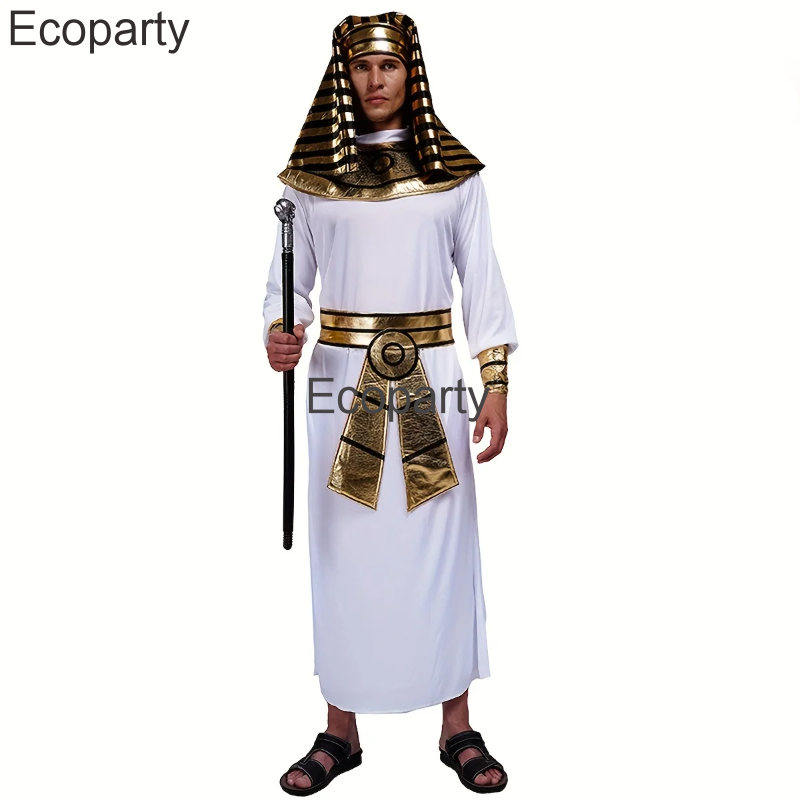Costume de cosplay pharaon égyptien pour hommes, robes du roi égyptien, tenues de spectacle sur scène, vêtements de sauna, fête de Pourim, Halloween adulte, nouveau