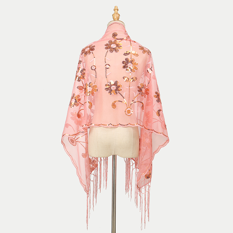 Écharpe à pampilles florales à sequins pour femmes, châles de luxe, hijab musulman, longue cape unie, cape de fête, nouveau, 160x60 cm
