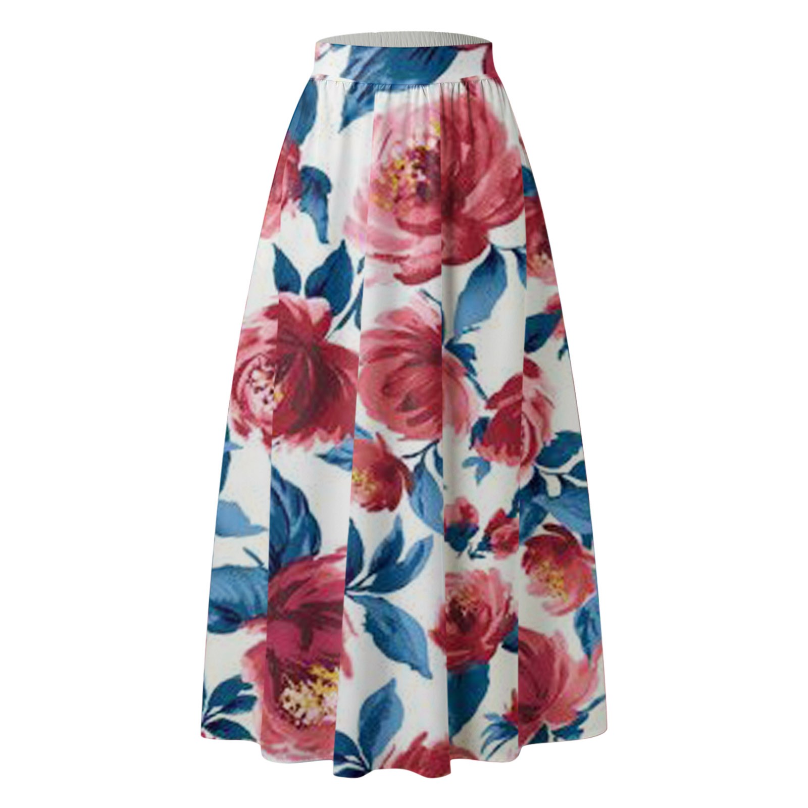 Bohème imprimé fleuri jupes Maxi pour les femmes taille haute fête plage poche longues jupes plissées pour les femmes grande taille Юбка Ж Dönalı