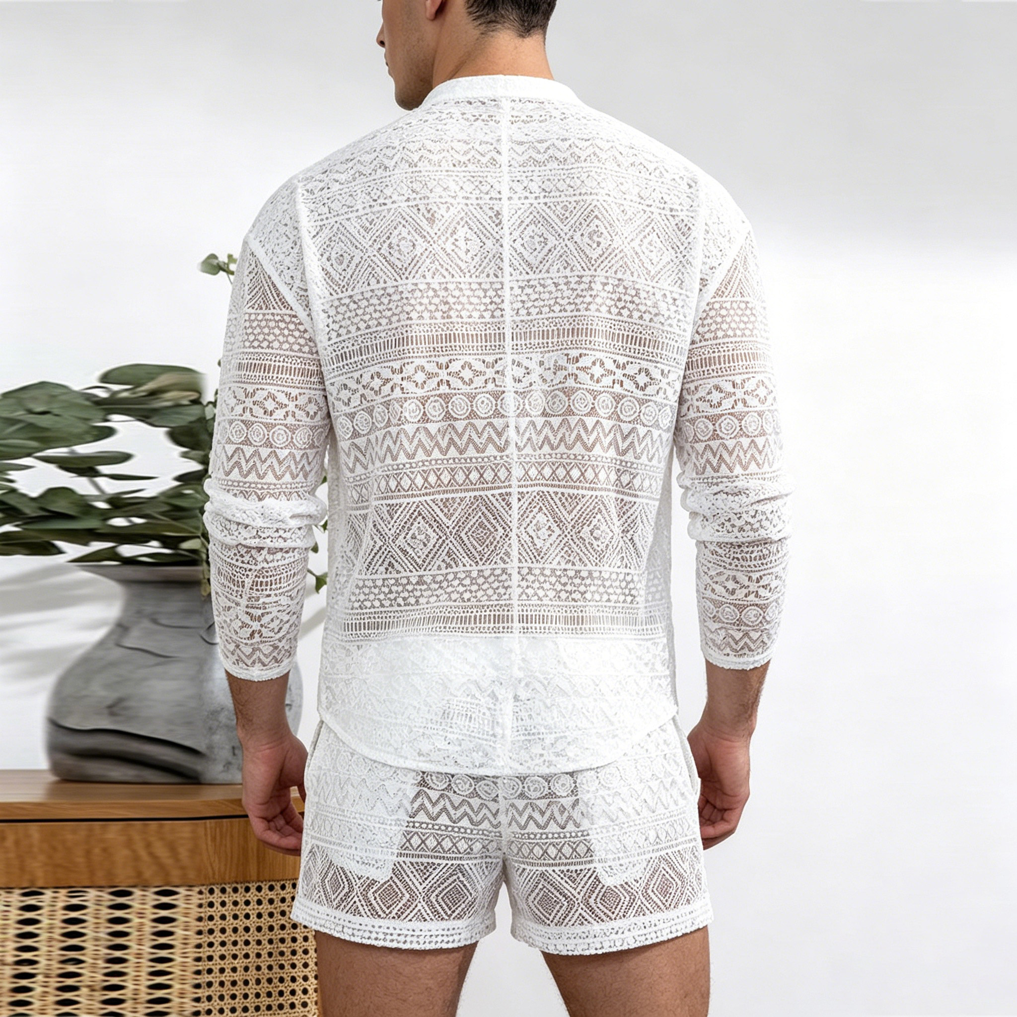 Ensemble de mode pour homme, chemise à manches longues et short décontracté, tenue quotidienne d'été, ensemble de survêtement décontracté pour homme